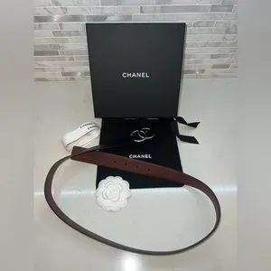 Authentic Chanel reversible belt size 85 black and red 71410 auth CHANEL burgundy & black leather 2020 REVERSIBLE  main image 3